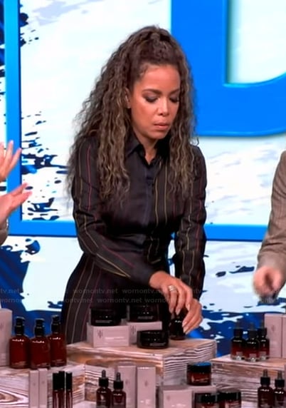 Sunny’s black striped shirtdress on The View