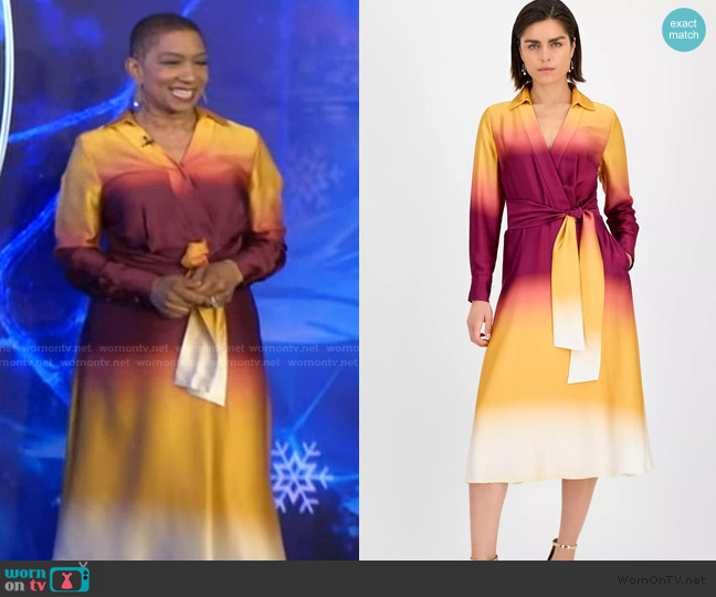 Tahari ASL Ombre Faux-Wrap Dress worn by Deja Vu on Live with Kelly and Mark