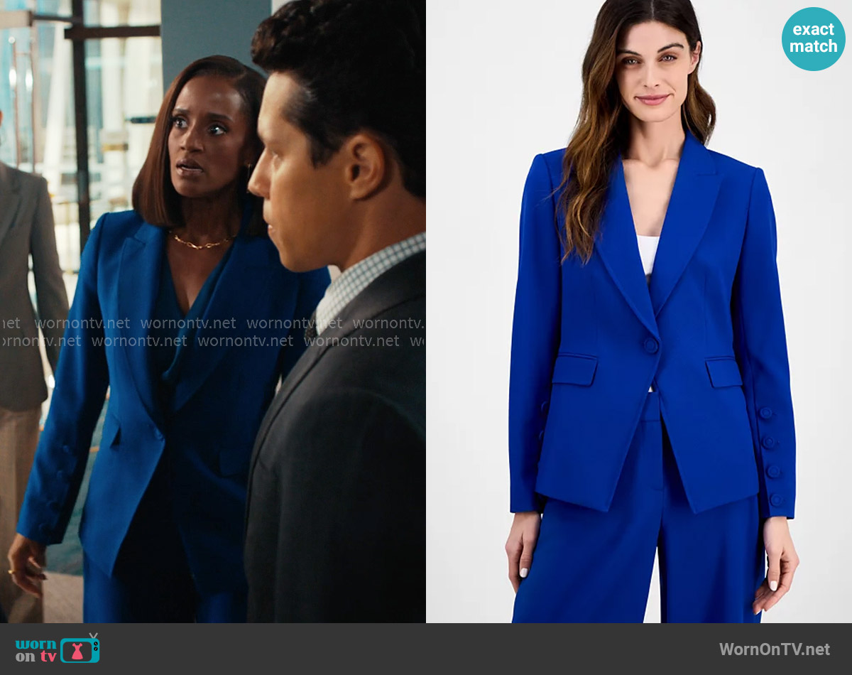 Tahari ASL Peak-Lapel Button-Cuff Jacket in Cobalt worn by Olympia (Skye P. Marshall) on Matlock