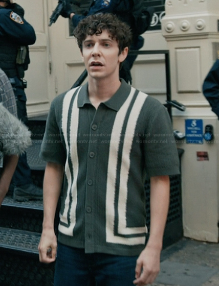 Teddy’s striped button front shirt on Elsbeth