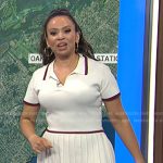 Adelle’s whtie contrast trim pleated dress on Today