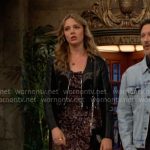 Tessa’s leopard print dress and leather jacket on The Young and the Restless