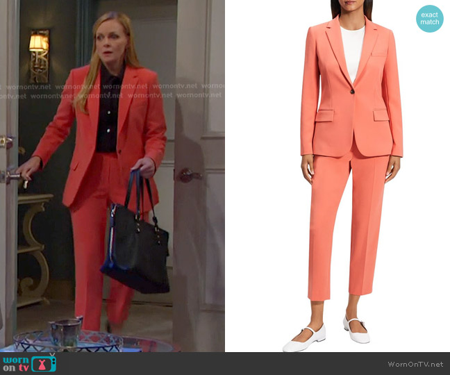 Theory Admiral Crepe Treeca Pull-On Pant in Sienna worn by Belle Brady (Martha Madison) on Days of our Lives
