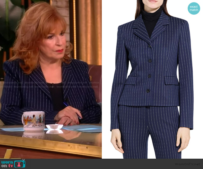Theory Pinstripe Crepe Fitted Suit Jacket worn by Joy Behar on The View