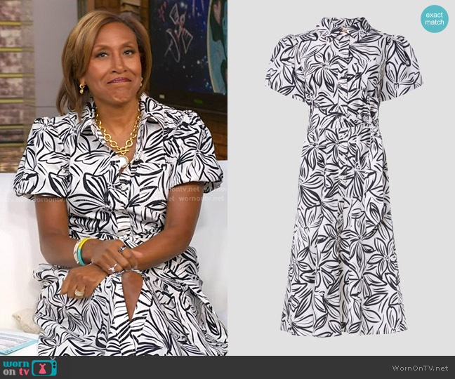 Toccin X RTR Puff Sleeve Shirt Dress worn by Robin Roberts on Good Morning America
