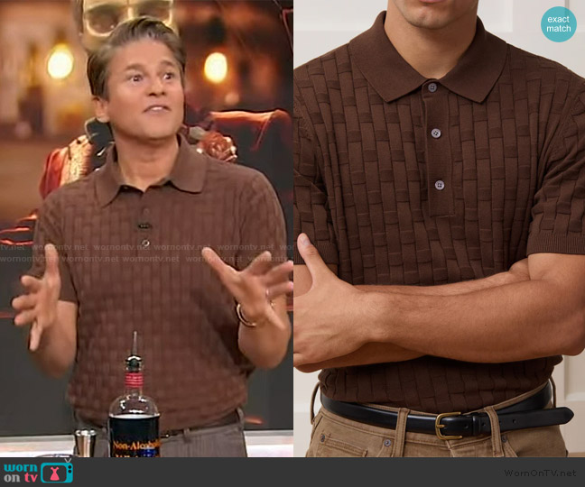 Todd Snyder Relaxed Cotton Basketweave Sweater Polo worn by David Burtka on Sherri