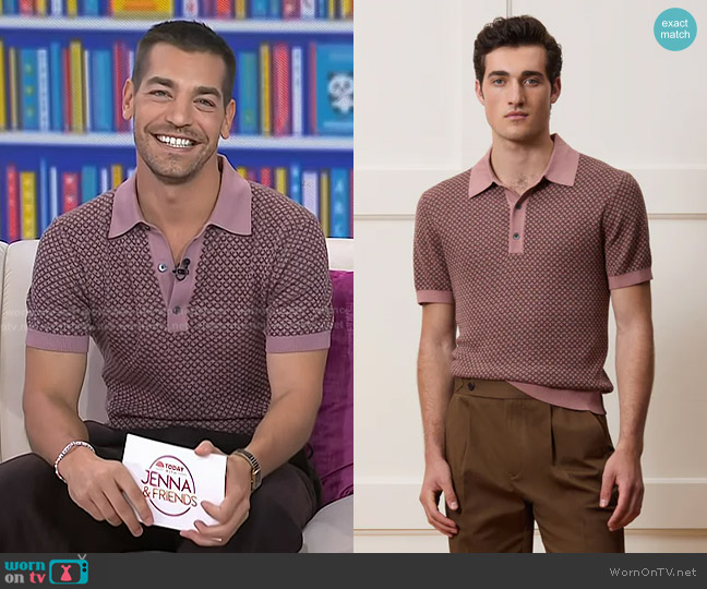 Todd Snyder Silk-Cotton Sweater Polo in Diamond Mauve worn by Matt Rogers on Today