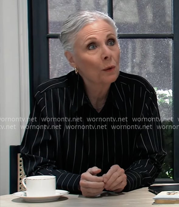 Tracy’s black pinstriped shirt on General Hospital