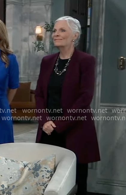 Tracy’s purple cardigan on General Hospital