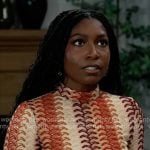 Trina’s orange patterned knit crop top on General Hospital