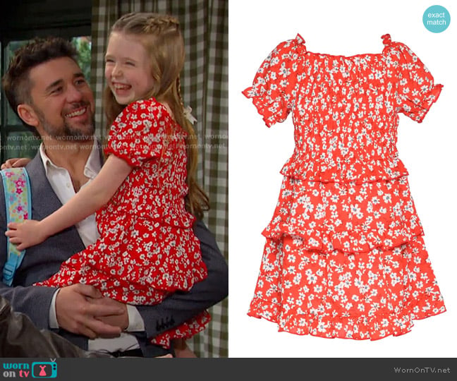 Truly Me Kids' Floral Tiered Dress worn by Charlotte DiMera (Oakley Rondou) on Days of our Lives