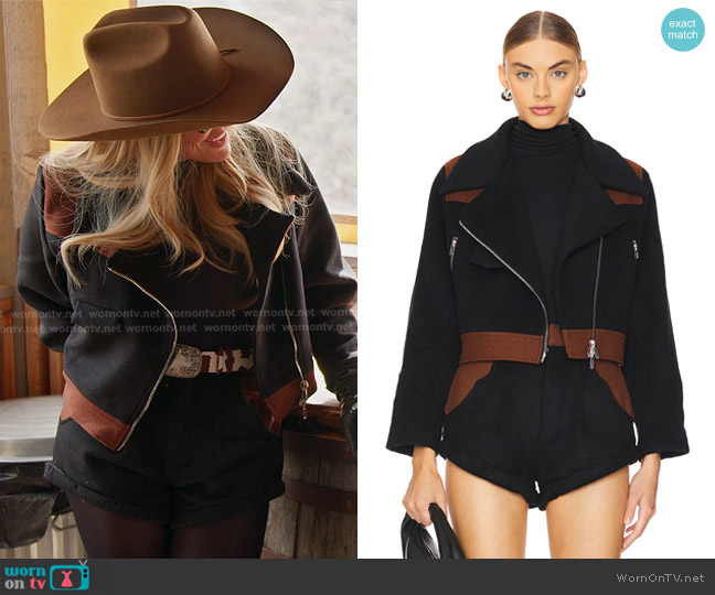 Understated Leather Love Story Jacket in Brown & Black worn by Heather Gay on The Real Housewives of Salt Lake City