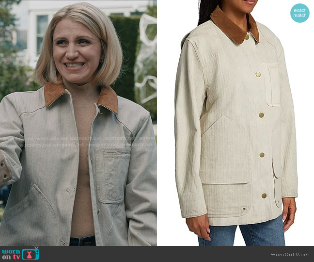 Veronica Beard Abbas Barn Jacket in Light Oatmeal worn by Sharon Norman (Annaleigh Ashford) on Elsbeth