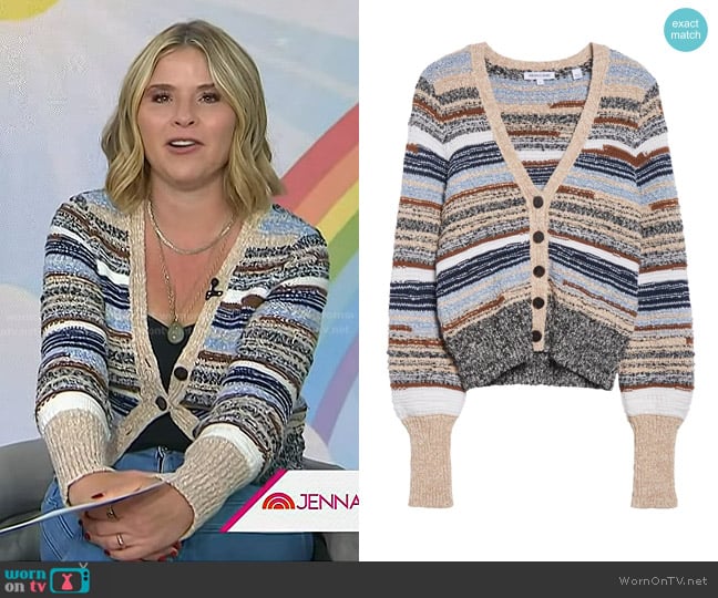 Veronica Beard Cecily Wool-Blend Cardigan  in Whisky Multi worn by Jenna Bush Hager on Today