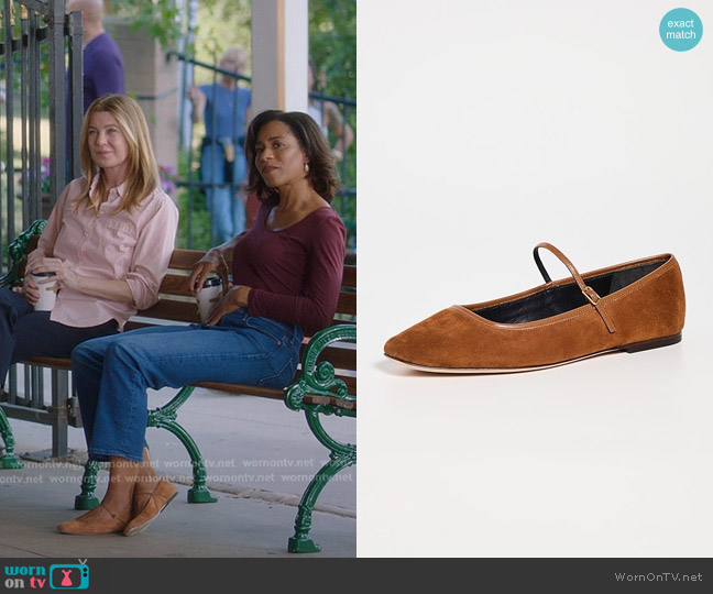 Veronica Beard Ellie Mary Jane Flat in Caramel worn by Maggie Pierce (Kelly McCreary) on Greys Anatomy