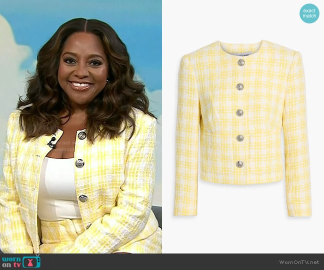 Veronica Beard Nathan Checked Tweed Jacket worn by Sherri Shepherd on Today