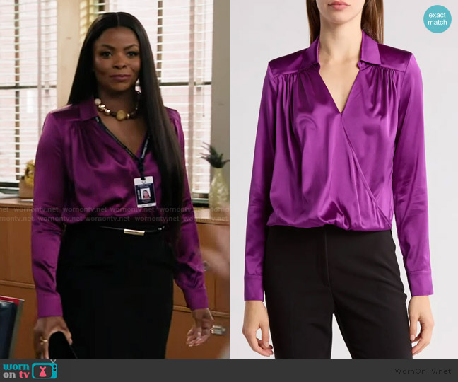 Veronica Beard Rozik Stretch Silk Top worn by Ava Coleman (Janelle James) on Abbott Elementary