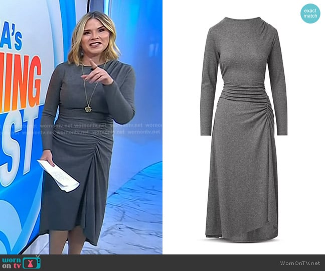 Veronica Beard Theodora Wool Midi Dress in Medium Heather Grey worn by Jenna Bush Hager on Today