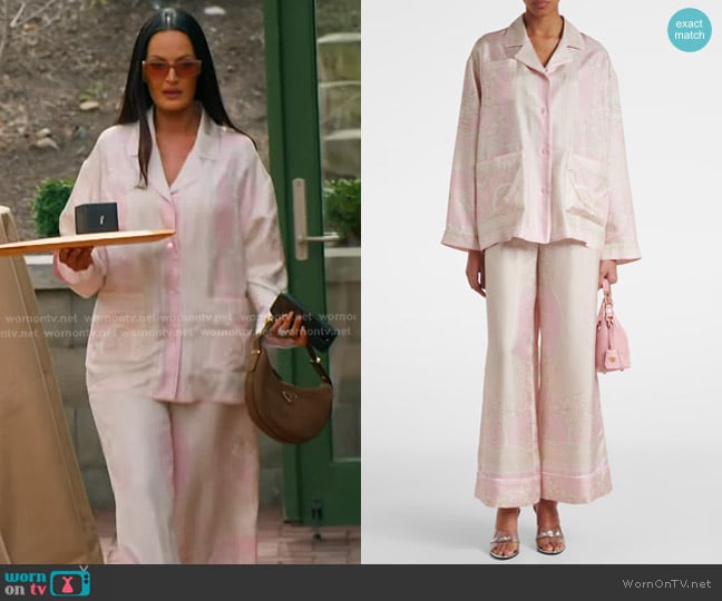 Versace La Coupe Des Dieux Silk Shirt worn by Lisa Barlow on The Real Housewives of Salt Lake City