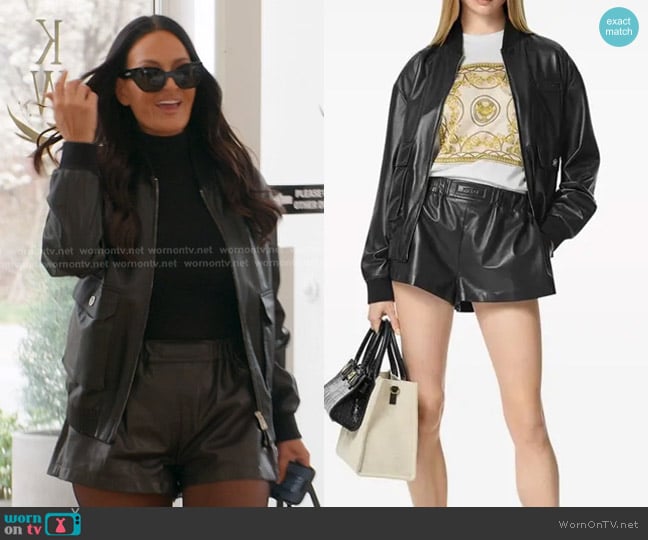 Versace Leather Blouson Jacket worn by Lisa Barlow on The Real Housewives of Salt Lake City