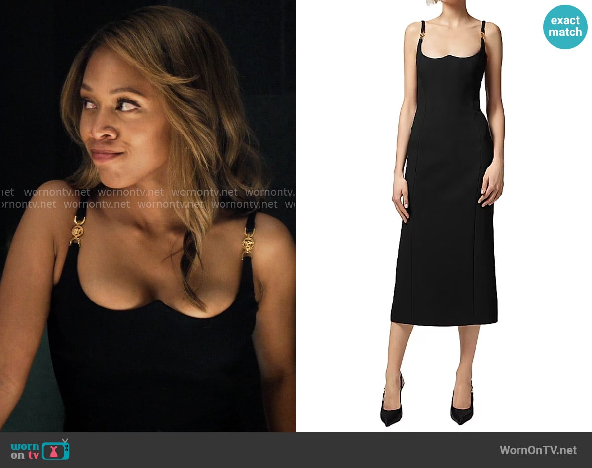 Versace Medusa Embellished Satin Cocktail Dress worn by Christina Hunter (Nicole Beharie) on The Morning Show