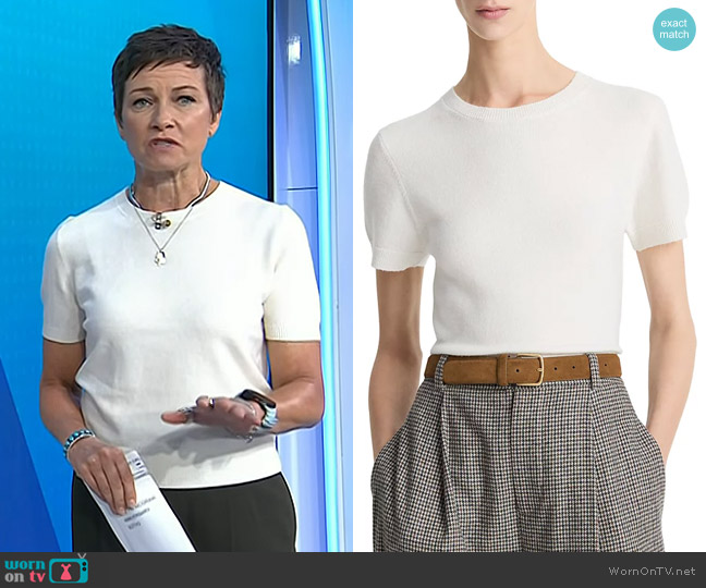 Vince Wool & Cashmere Blend Crewneck Sweater in Off White worn by Stephanie Gosk on Today
