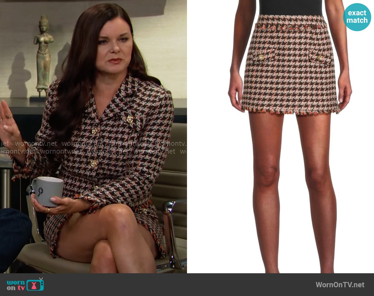 Walter Baker Vallery Houndstooth Tweed Miniskirt worn by Katie Logan (Heather Tom) on The Bold and the Beautiful