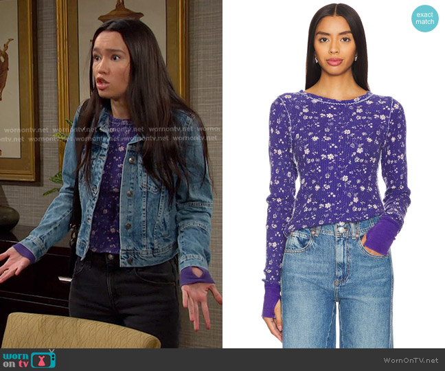 We The Free Pretty Little Thermal Top worn by Sophia Choi (Rachel Boyd) on Days of our Lives