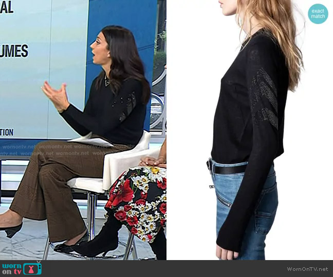 Zadig & Voltaire Miss CP Arrow Embellished Cashmere Sweater worn by Dr. Natalie Azar on Today