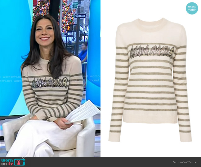 Zadig & Voltaire Mon Amour Striped Jumper worn by Natalie Morales on Today