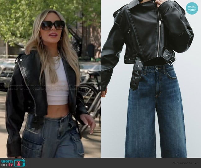 Zara Faux Leather Crop Biker Jacket worn by Tamra Judge on The Real Housewives of Orange County