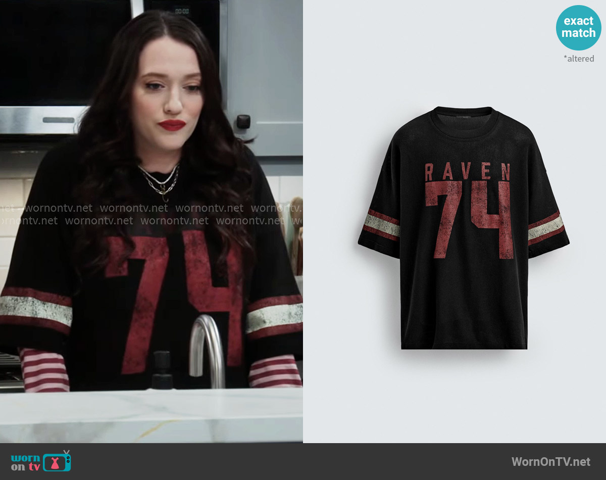 Zara Oversized Varsity T-shirt worn by Riley (Kat Dennings) on Shifting Gears