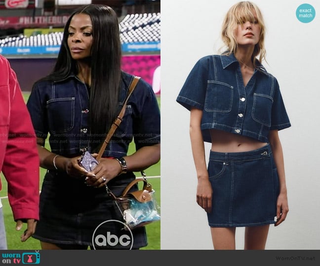 Zara Z1975 Short Denim Shirt worn by Ava Coleman (Janelle James) on Abbott Elementary