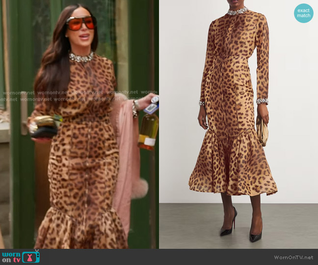 Zimmermann Crush Embellished Leopard Shirt worn by Angie Katsanevas on The Real Housewives of Salt Lake City