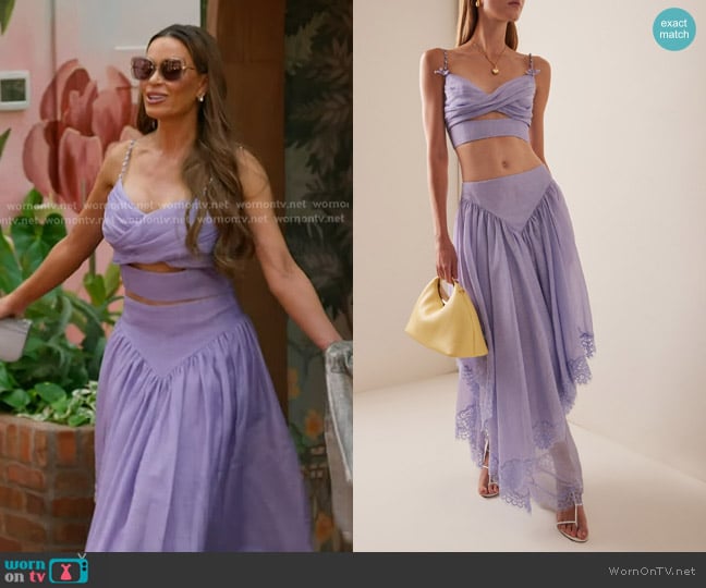 Zimmermann Crush Twist Front Bralette in Purple worn by Britani Bateman on The Real Housewives of Salt Lake City