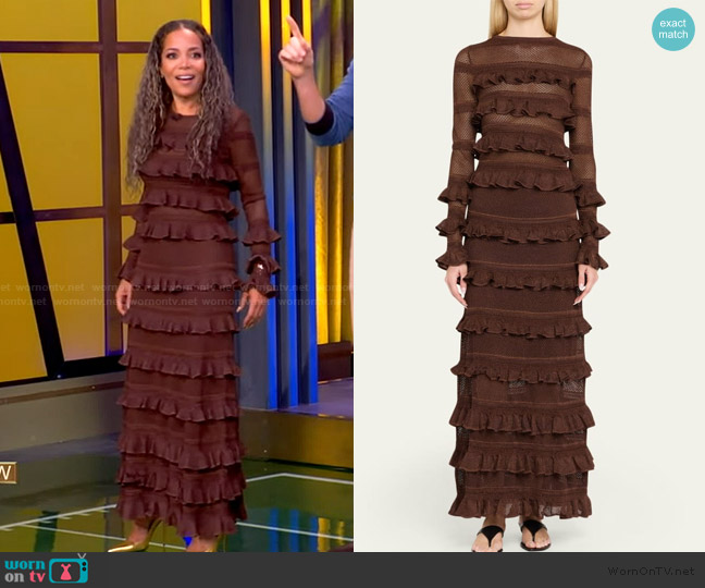 Zimmermann Hypnotic Knitted Lace Frill Top worn by Sunny Hostin on The View