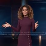 Zuri’s burgundy button detail dress on Access Hollywood