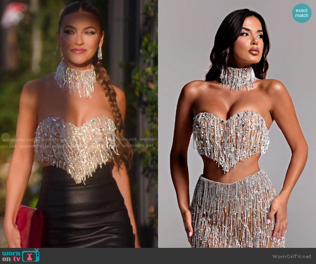 Nicol Sposa Abbie Top and Skirt Set worn by Chrishell Stause on Selling Sunset