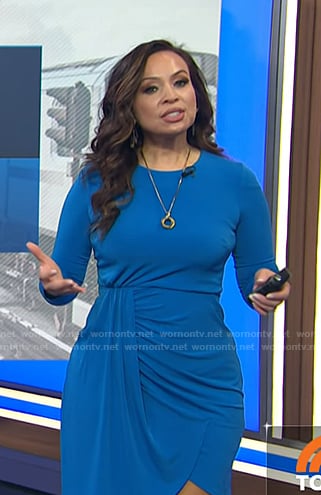 Adelle’s blue draped dress on Today