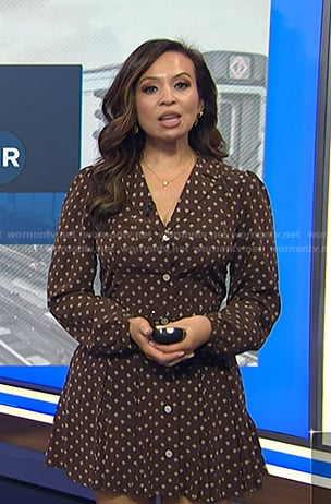 Adelle’s brown printed shirtdress on Today