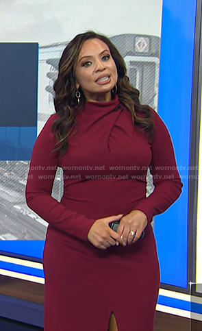 Adelle’s red mock neck dress on Today