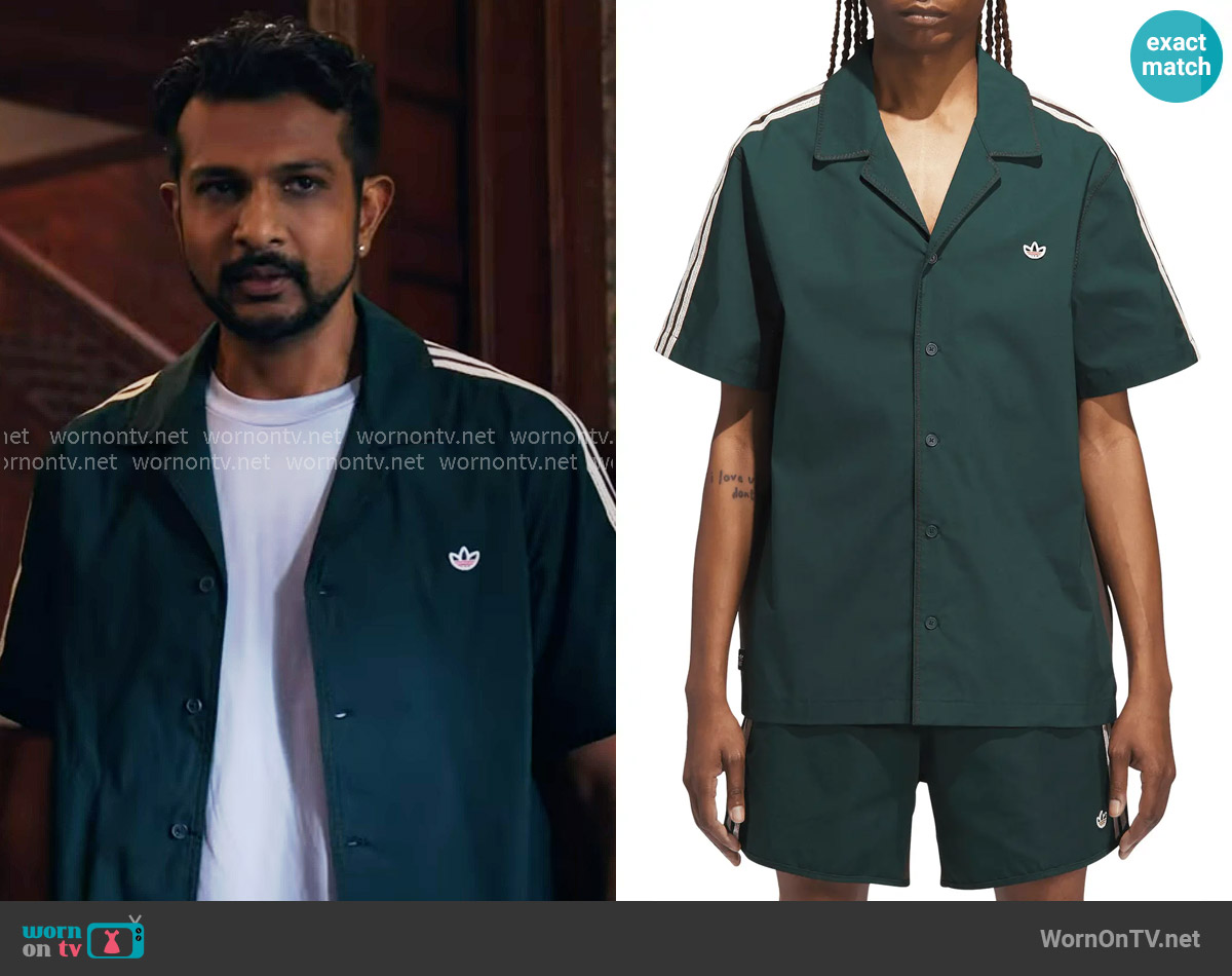 Adidas Originals x Clot by Edison Chen Colorblock Stretch Cotton & Nylon Camp Shirt worn by Jay (Utkarsh Ambudkar) on Ghosts