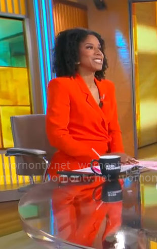 Adriana Diaz’s red tie blazer on CBS Mornings