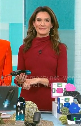 Adriane Kiss’ red turtleneck dress on CBS Mornings