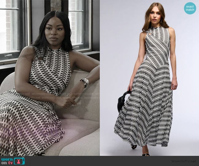 Akira Sweet and Sophisticated Crochet Maxi Dress worn by Keiarna Stewart on The Real Housewives of Potomac