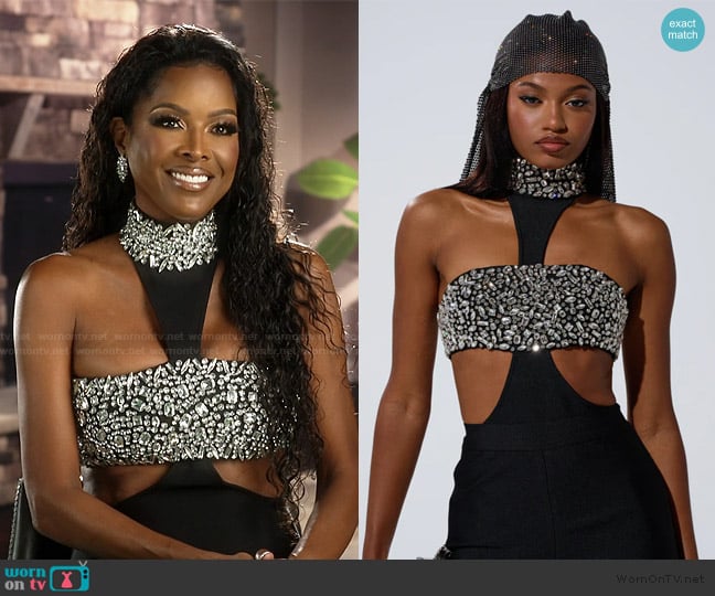 Akira The Best Has Yet to Come Rhinestone Bodysuit worn by Stacey Rusch on The Real Housewives of Potomac