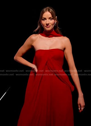 Alanna’s red strapless reunion dress on Selling Sunset