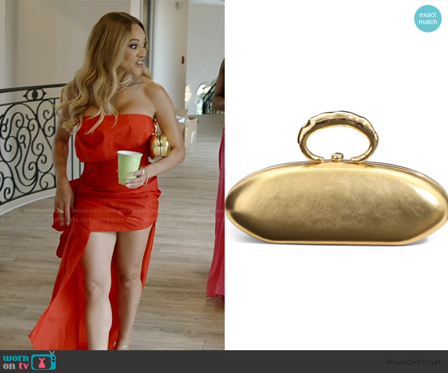 Alexis Bittar Molten Bullet Leather Minaudière worn by Ashley Darby on The Real Housewives of Potomac