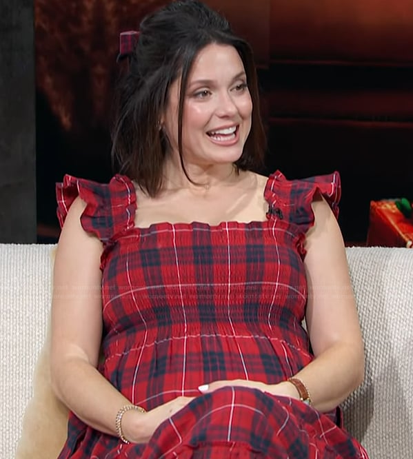 Ali Cobrin’s red plaid dress on Access Hollywood