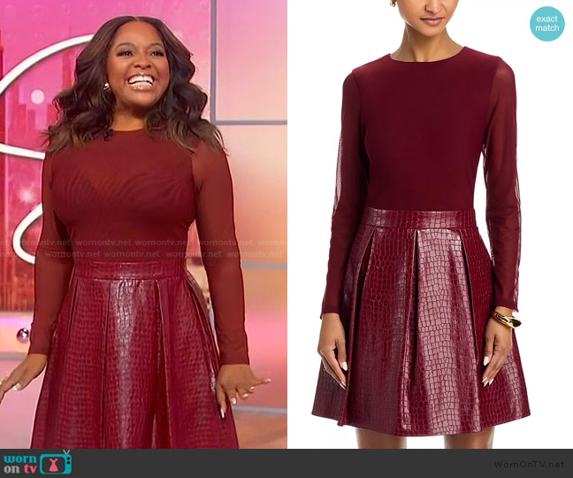 Alice + Olivia Chara Croc Embossed Pleated Dress worn by Sherri Shepherd on Sherri
